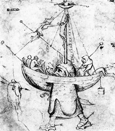 The Ship of Fool in Flames Sketch Hieronymus Bosch